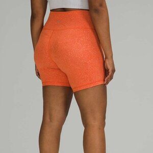 Lululemon Wunder Train High Rise Bike Short 6" Womens 4 Crunch Warm Coral Sporty